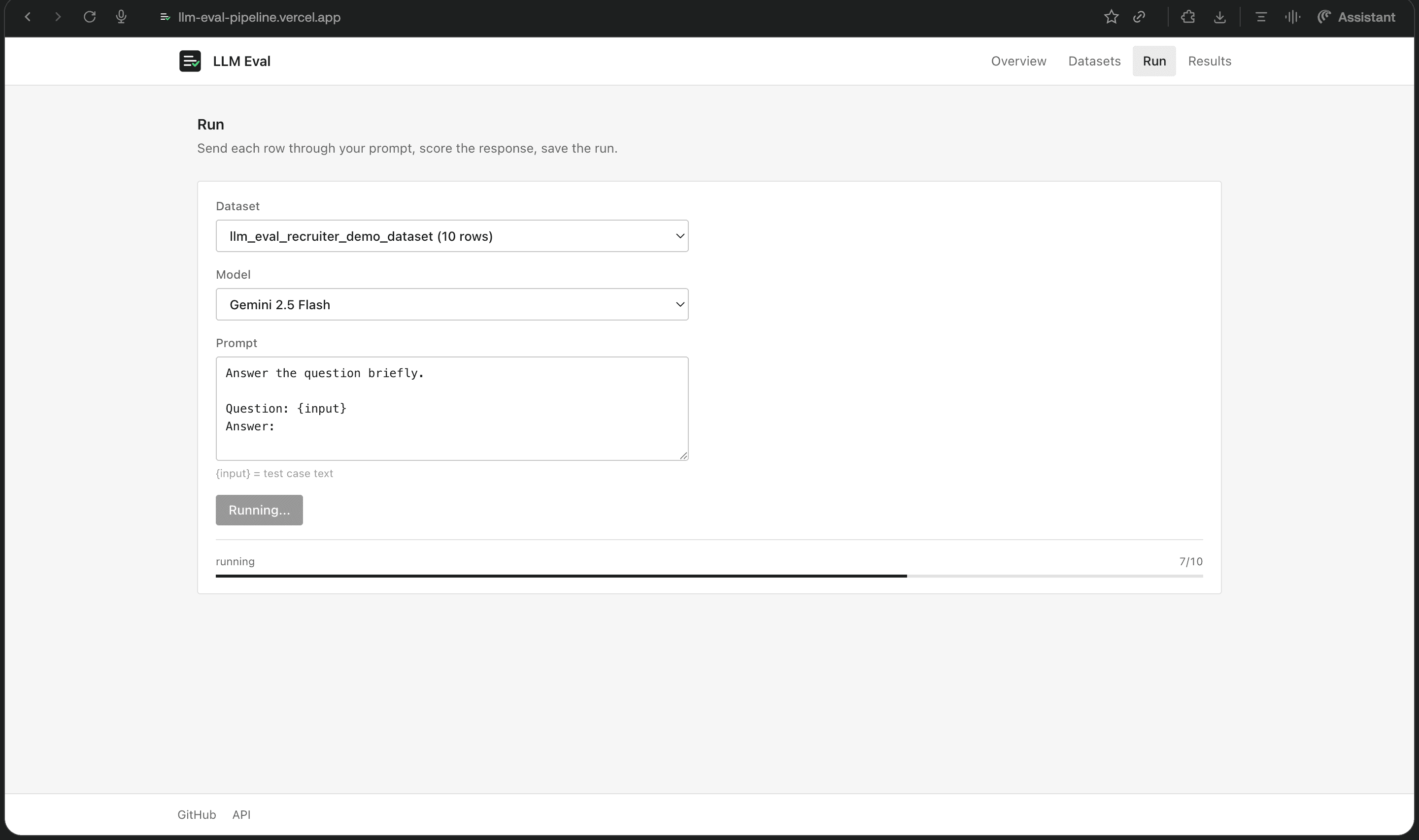 Eval run configuration with prompt templates